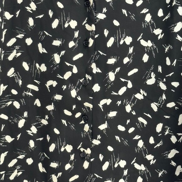 Lush Women's Black-Ivory Button-Down Blouse Long Sleeves Lightweight XL - Picture 4 of 6